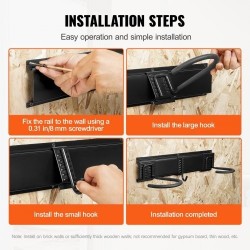 Seinälle asennettava pyöräteline kuudelle pyörälle ja viidelle kypärälle säädettävät koukut