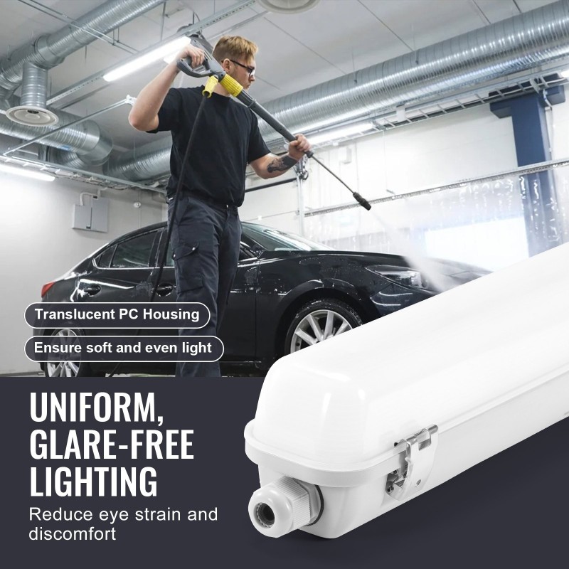 LED-höyrytiivis PC-muovinen valaisin 1270 mm 60W 7400 lm IP65 5000K 4 kpl