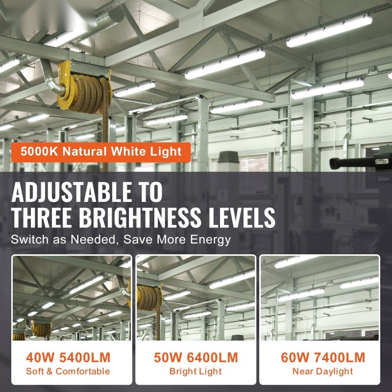 LED höyrytiivis valaisin 1270 mm 4 kpl 40/50/60W IP65 5000K