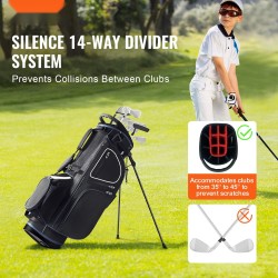 Golfkärrylaukku 14-osainen jakajayläosa 11 taskua 600D polyesteri irrotettava kaksoishihna pölysuoja