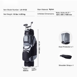 Golfkärrylaukku 14-osastoinen yläosa 13 taskulla vedenpitävä nailon 1050 mm