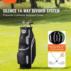 Golfkärrybägi 600D polyesteri 14-osainen jakajayläosa 36 tuumaa 13 taskua musta