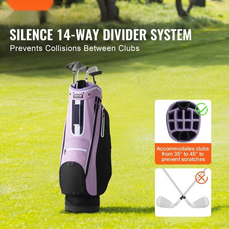 Golfkärrylaukku 36 tuuman nailon 14-osaisella jakajalla viisi taskua kantokahvat pölysuoja