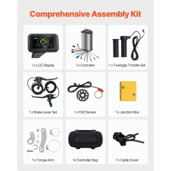 Etupyörän muunnossarja sähköavusteiseen pyörään 1000W 48V 26-tuumaiselle vanteelle LCD-näytöllä PAS-järjestelmällä