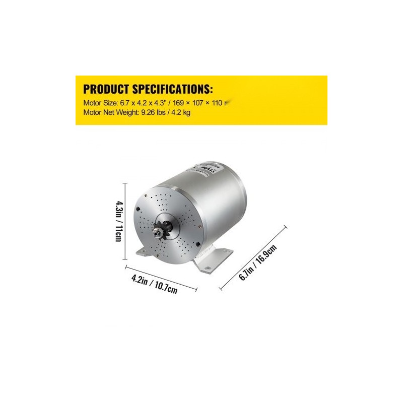 Harjaton 48V 1800W tasavirtamoottoripaketti täysin kuparikäämitys alumiinikuori nopeudensäädin kaasupoljin ja johtosarja