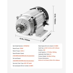 Harjaton tasavirtamoottorisarja 750W 48V 2,5 N·m päivitetyllä ohjaimella sähköpyöriin