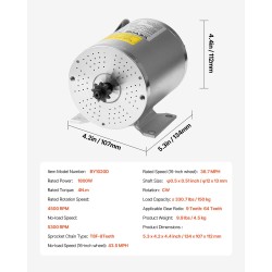 Harjaton tasavirtamoottori 48V 1800W 4500 kierrosta minuutissa 4 N·m sähköpyöriin