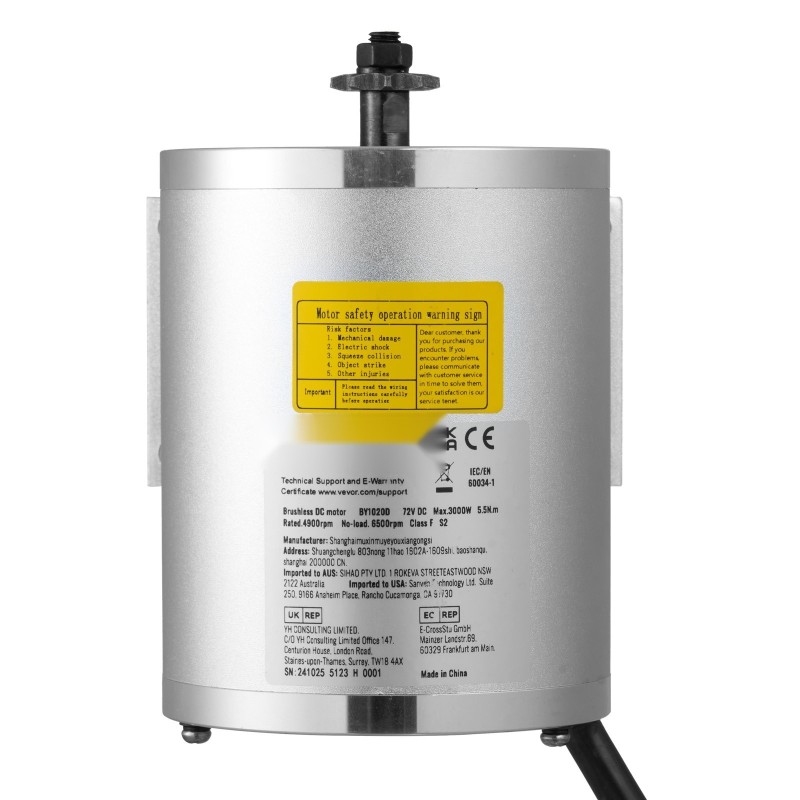 Harjaton 72V 3000W tasavirtamoottori sähköpyöriin ja sähköskoottereihin