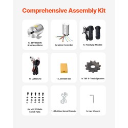 Harjaton tasavirtamoottoripaketti 1800W 48V 4500 rpm ohjain ja kaasukahva sähköajoneuvoihin