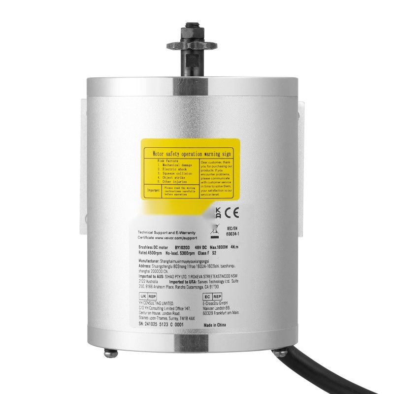 Harjaton tasavirtamoottoripaketti 1800W 48V 4500 rpm ohjain ja kaasukahva sähköajoneuvoihin