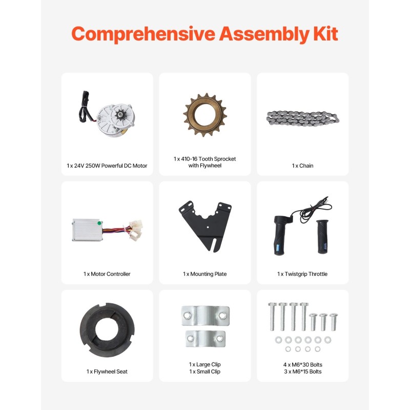Harjattu tasavirtamoottori 24V 250W 2700 kierrosta minuutissa mukana ohjain ja kaasukahva