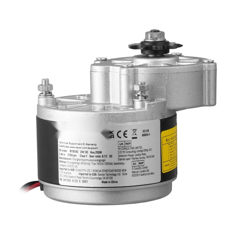 Harjattu tasavirtamoottori 24V 250W 2700 kierrosta minuutissa mukana ohjain ja kaasukahva