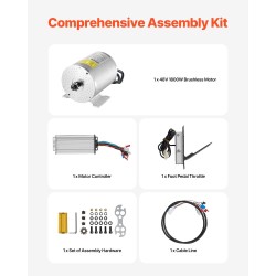 Harjaton moottoripaketti 1800 watin 48 voltin sähköpyöriin skoottereihin gokartteihin päivitetty ohjain kaasupoljin