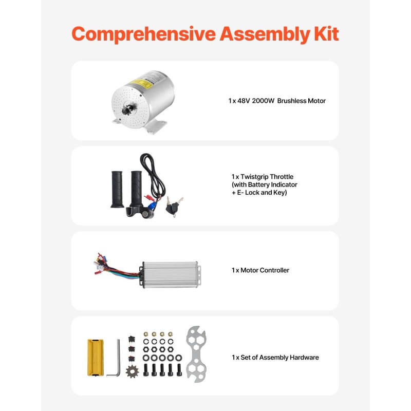 Harjaton tasavirtamoottorisarja 48V 2000W kupariydin päivitetty ohjain ja kaasukahva