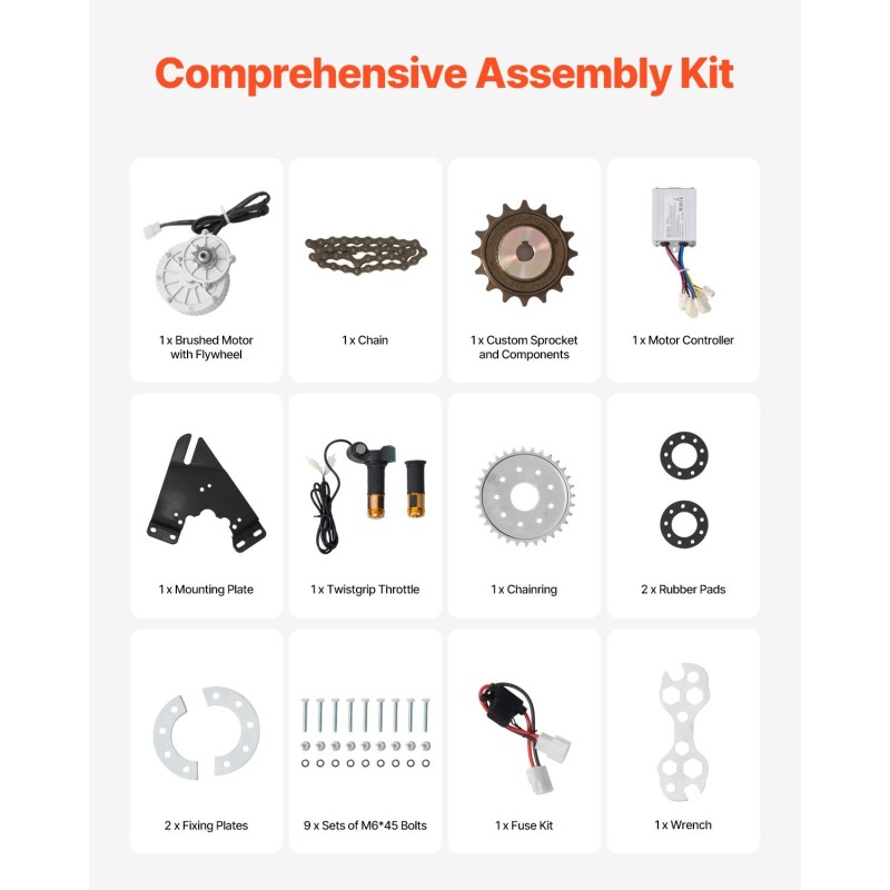 Harjallinen 450W 36V DC-moottoripaketti päivitetyllä nopeudensäätimellä puhtaan kuparin ytimellä