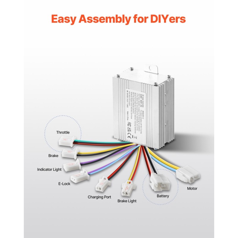 Harjallinen 450W 36V DC-moottoripaketti päivitetyllä nopeudensäätimellä puhtaan kuparin ytimellä