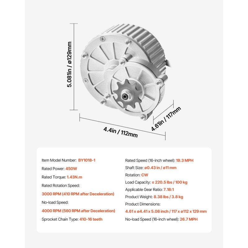 Harjallinen tasavirtamoottoripaketti 450 wattia 36 volttia 3000 kierrosta minuutissa ohjaimella kupariytimellä
