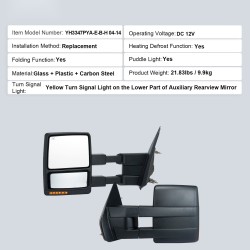 Peräkärrypeilit pari 2004–2014 Ford F150 sähkösäätöiset lämmitettävät suuntavaloilla allasvaloilla taso- ja kuperalasit