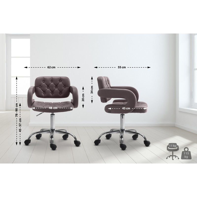 Dublin säädettävä työjakkara keinonahkapäällysteellä ja käsinojilla