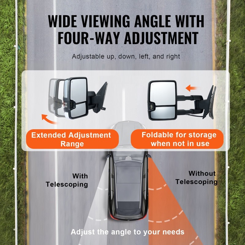 Vetokoukkupeilit sähkösäädettävät ja lämmitettävät hopeanväriset sopivat Chevrolet Silverado 2007–2014 GMC ja Cadillac