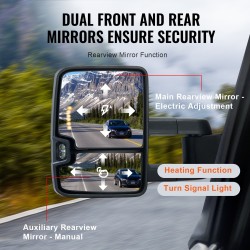 Vetokoukkupeilit sähkösäädettävät ja lämmitettävät hopeanväriset sopivat Chevrolet Silverado 2007–2014 GMC ja Cadillac