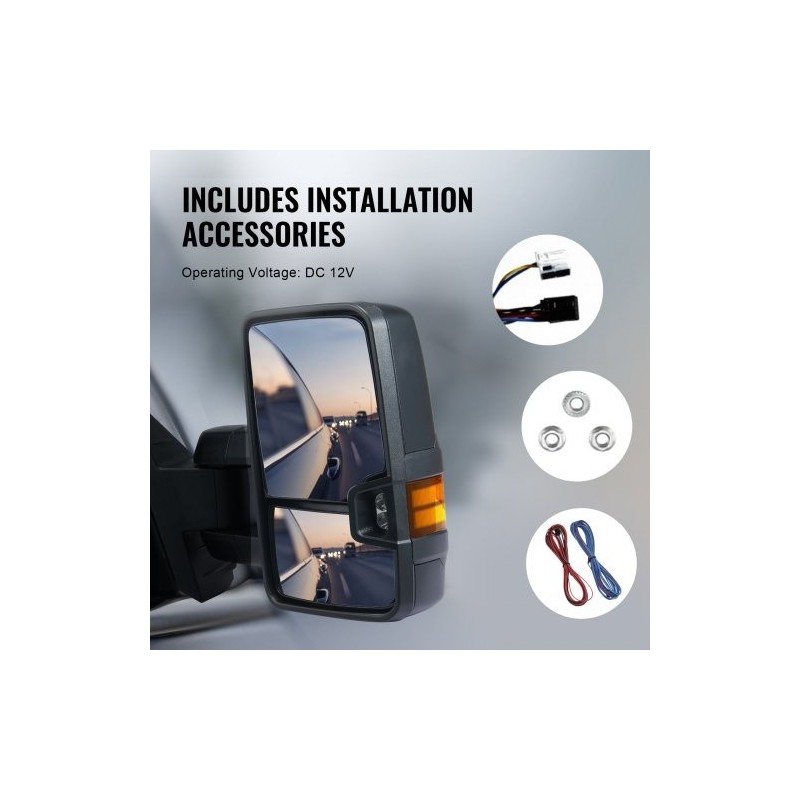 Vetypeilit pari musta sähkösäädöllä lämmitys suuntavalo LED-ajovalo Chevrolet Silverado 2003–2007 GMC Cadillac