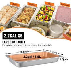 Täysikokoiset ruostumattomat GN-astiat buffet-käyttöön 6 kpl 8,5 l 537x330x65 mm