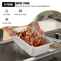 Täysikokoinen ruostumaton teräs GN-vuoka 14,2 cm syvä 6 kpl