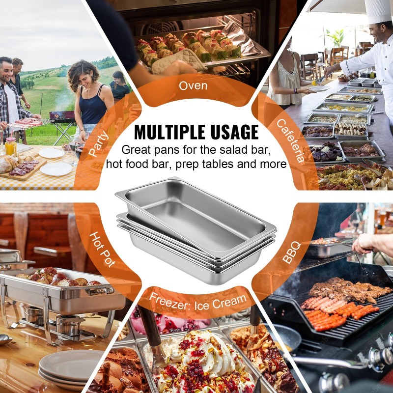 Tarjoiluvuoka ruostumatonta terästä täysikokoinen 13 l 6 kpl lämpöhauteeseen