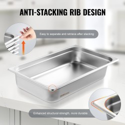 GN-astia ruostumatonta terästä 530x326x107 mm 13,9 l juuttumisen estävä