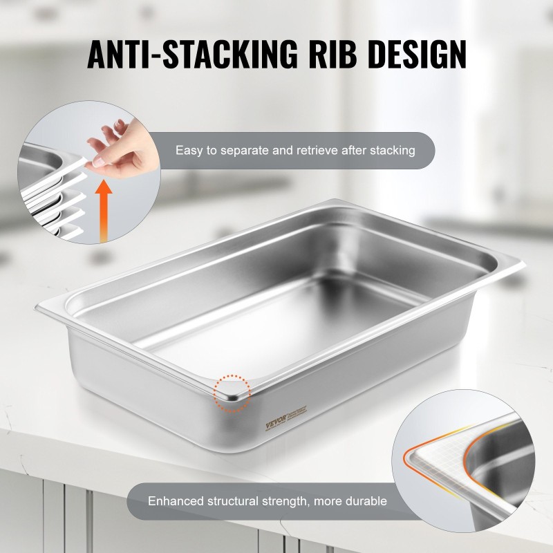 GN-astia ruostumatonta terästä 530x326x107 mm 13,9 l juuttumisen estävä