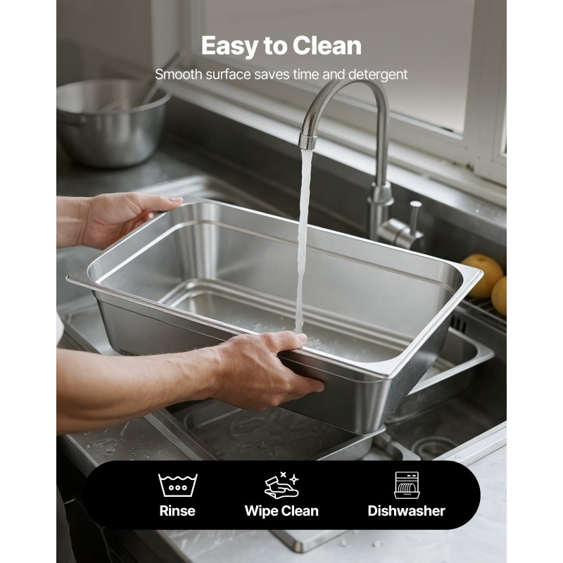 Täysikokoinen GN 1/1 ruostumaton teräs höyryvuoka 145 mm 20,5 l