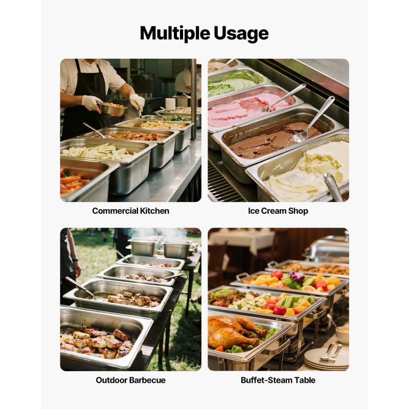 Täysikokoinen GN 1/1 ruostumaton teräs höyryvuoka 145 mm 20,5 l