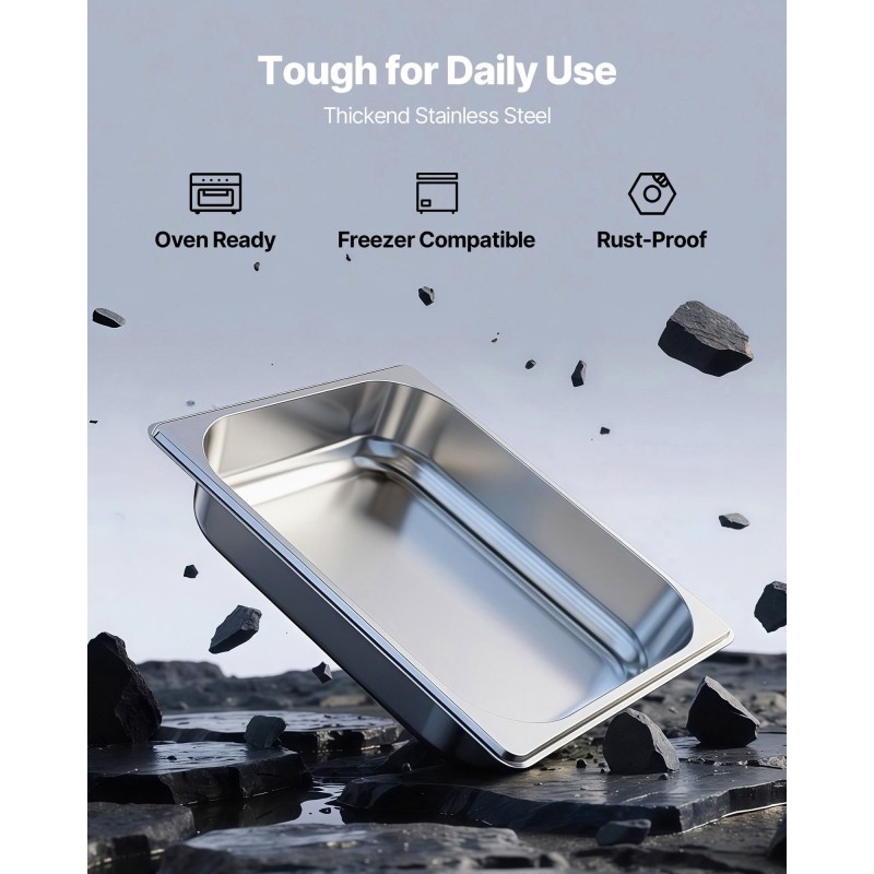 Höyryastia ruostumatonta terästä 1/2-kokoinen 63,5 mm syvä 3,8 L 4 kpl