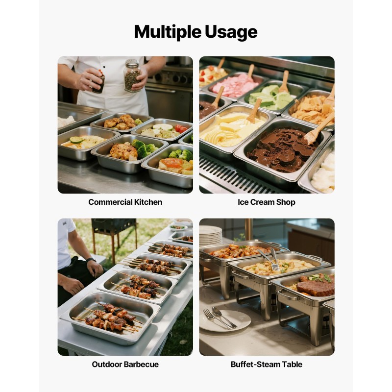 Höyryastia ruostumatonta terästä 1/2-kokoinen 63,5 mm syvä 3,8 L 4 kpl