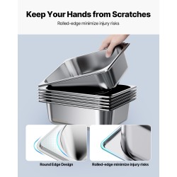 Höyryastia ruostumatonta terästä 1/2-kokoinen 98 mm 6 l 6 kpl