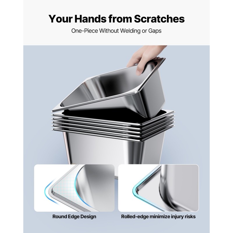 Ruostumaton teräs GN-astia puolikokoinen 148 mm syvä 9 litraa kansilla 2 kappaletta