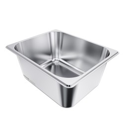 Ruostumaton teräs GN-astia puolikokoinen 148 mm syvä 9 litraa kansilla 2 kappaletta