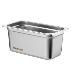 1/3-kokoiset höyrypannut 6 tuumaa syvät 8 kappaletta kansineen ruostumatonta terästä