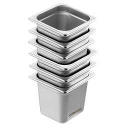 GN-hotelivuokat SUS201-ruostumaton teräs 1/6 GN-koko 6 kpl 6 tuumaa syvät ammattikeittiöille