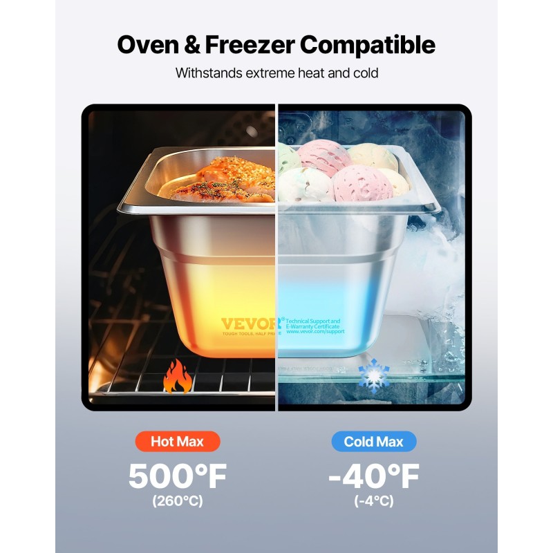 Vuoka 1/6 kokoinen ruostumaton teräs 100 mm 1,7 l 6 kpl