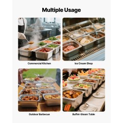 Vuoka 1/6 kokoinen ruostumaton teräs 100 mm 1,7 l 6 kpl