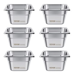 Vuoka 1/6 kokoinen ruostumaton teräs 100 mm 1,7 l 6 kpl