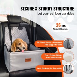 Koiran turvaistuin autoon 600D vedenpitävä kangas lasikuitutangot 26 paunaa harmaa