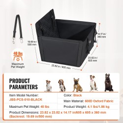 Koiran autopenkki takapenkille 600D Oxford-kangas vesitiivis tukeva tukirakenne turvahihnalla jopa 18 kg