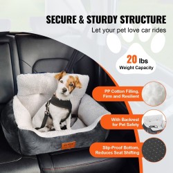 Koiran turvaistuin autoon harmaa plyysipinta irrotettava päällinen alle 9,1 kg