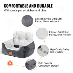 Koiran turvaistuin autoon harmaa plyysipinta irrotettava päällinen alle 9,1 kg