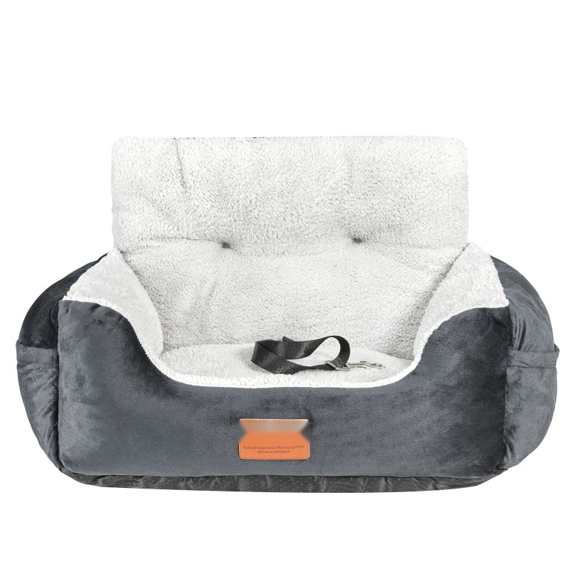 Koiran turvaistuin autoon harmaa plyysipinta irrotettava päällinen alle 9,1 kg