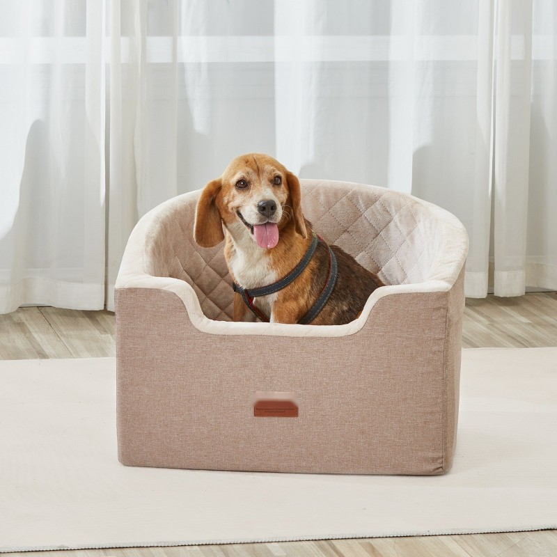 Koiran autopenkki vesitiivis Oxford-kangas sienipehmuste turvatalutushihna säilytystasku irrotettava päällinen vaaleanruskea ja