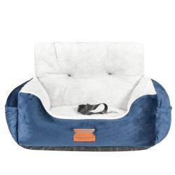 Koiran auton turvaistuin korkea selkä puuvillatäyte tummansininen harmaa pienille koirille